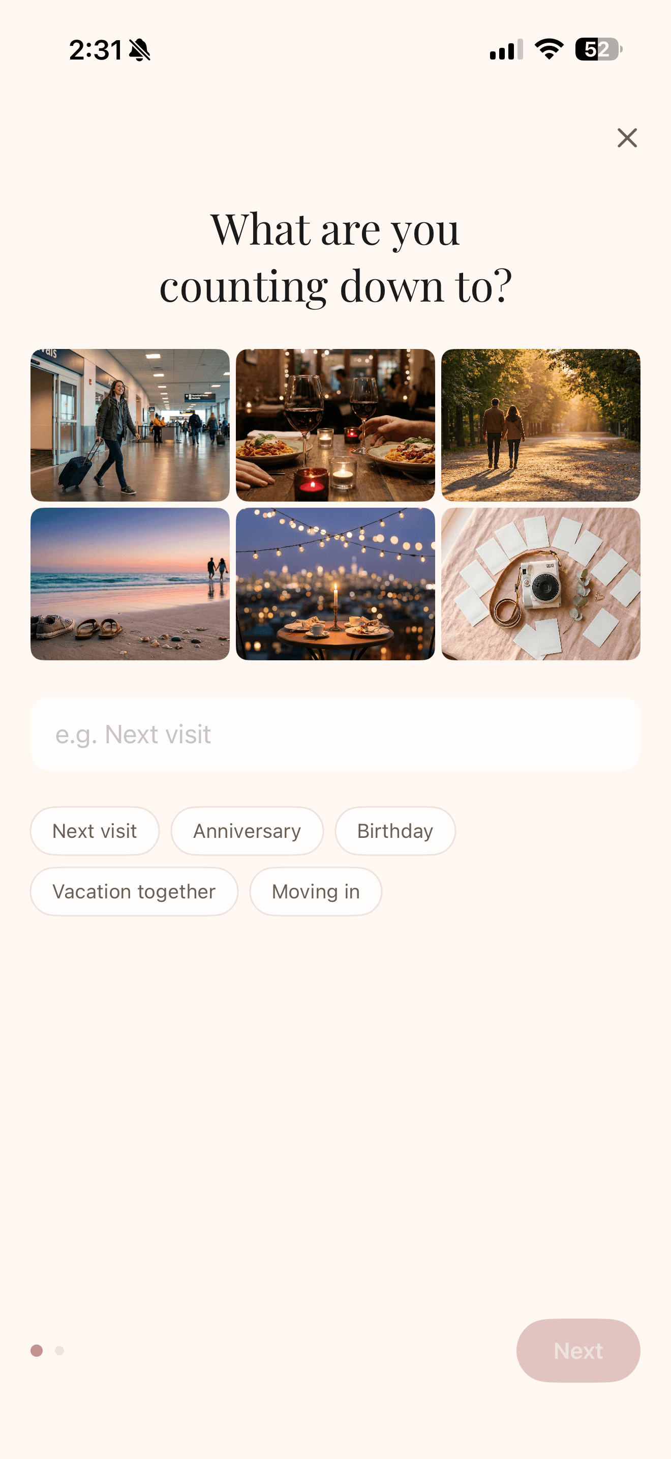 Countdown feature
